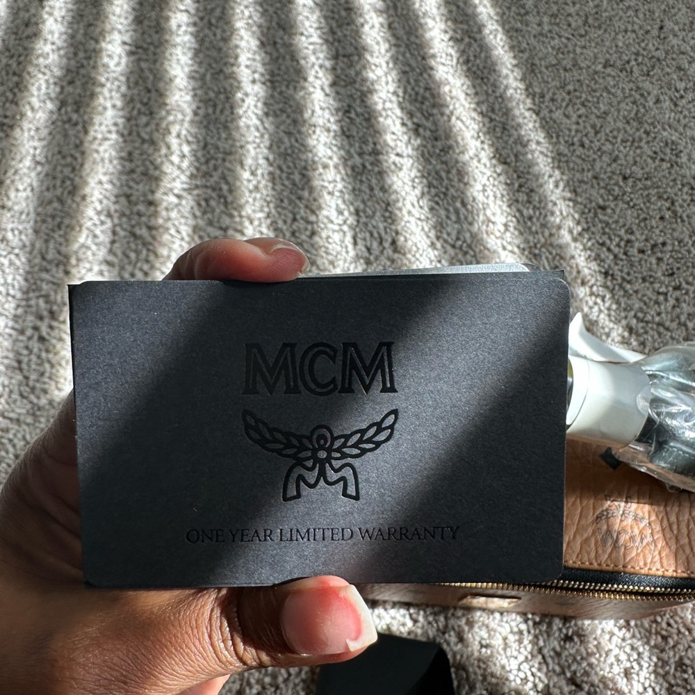 MCM Tan Leather Bag with Black Accents